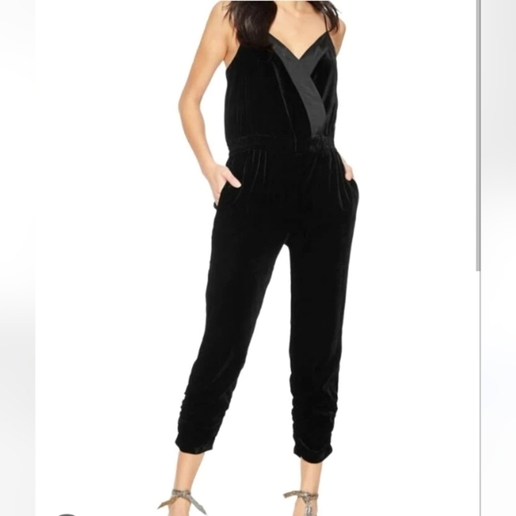 Parker Preston Combo Black Velvet Jumpsuit - Picture 1 of 12